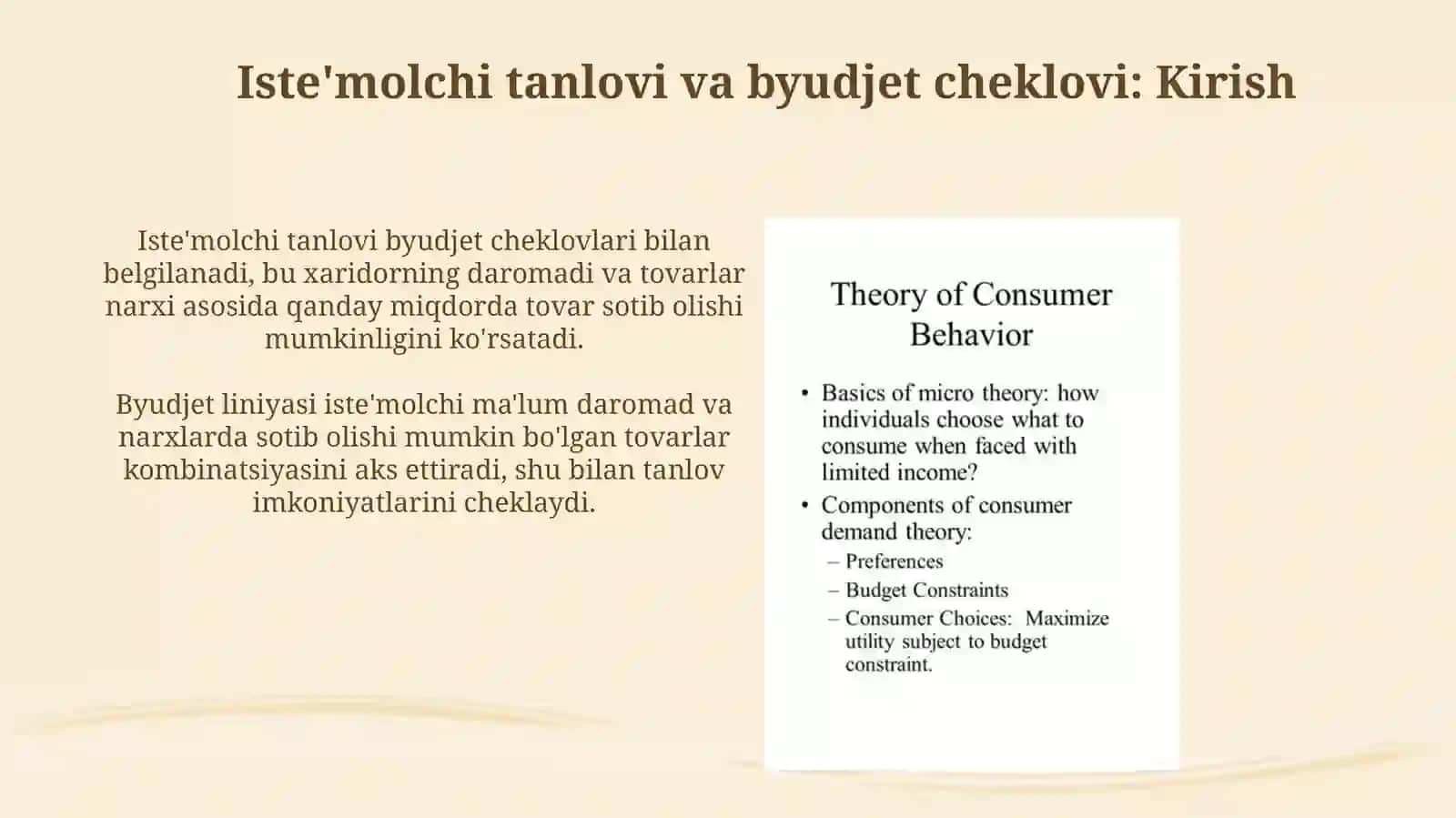 Iste'molchi tanlovi va byudjet cheklanganligi 3
