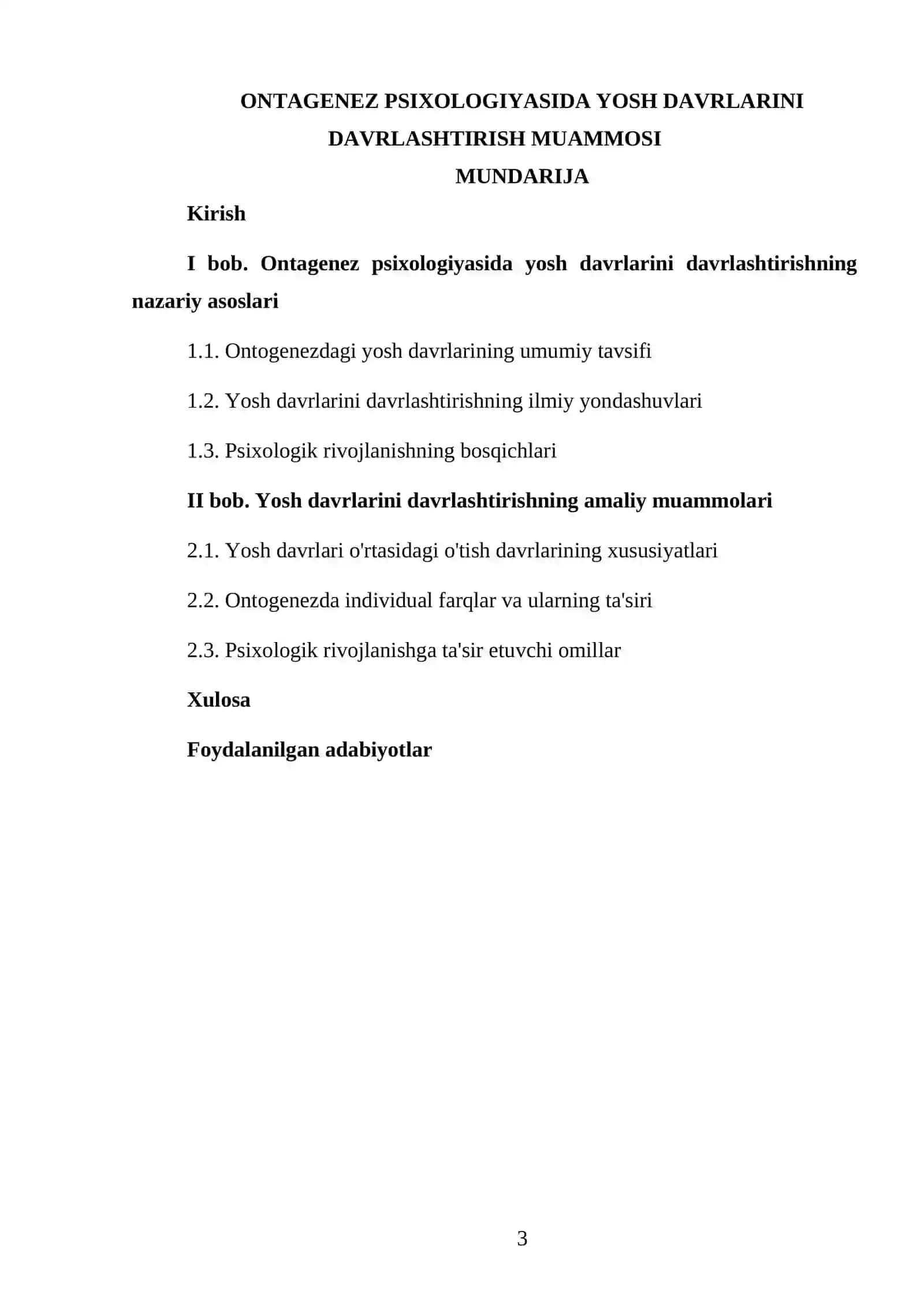 Ontagenez psixologiyasida yosh davrlarini davrlashtirish muammosi 3