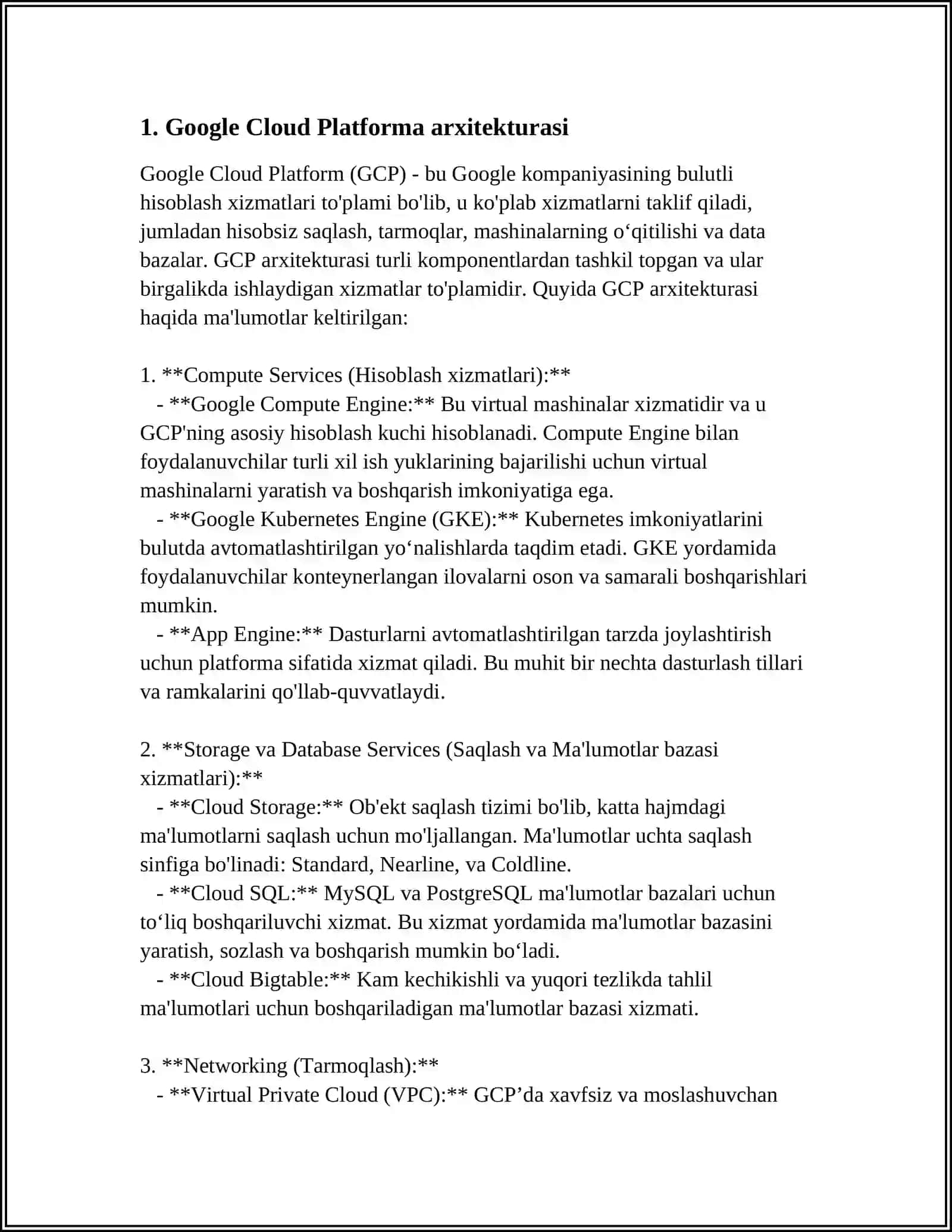 GOOGLEAPP CLOUD PLATFORMALARI VA ULARDAN FOYDALANISH 3