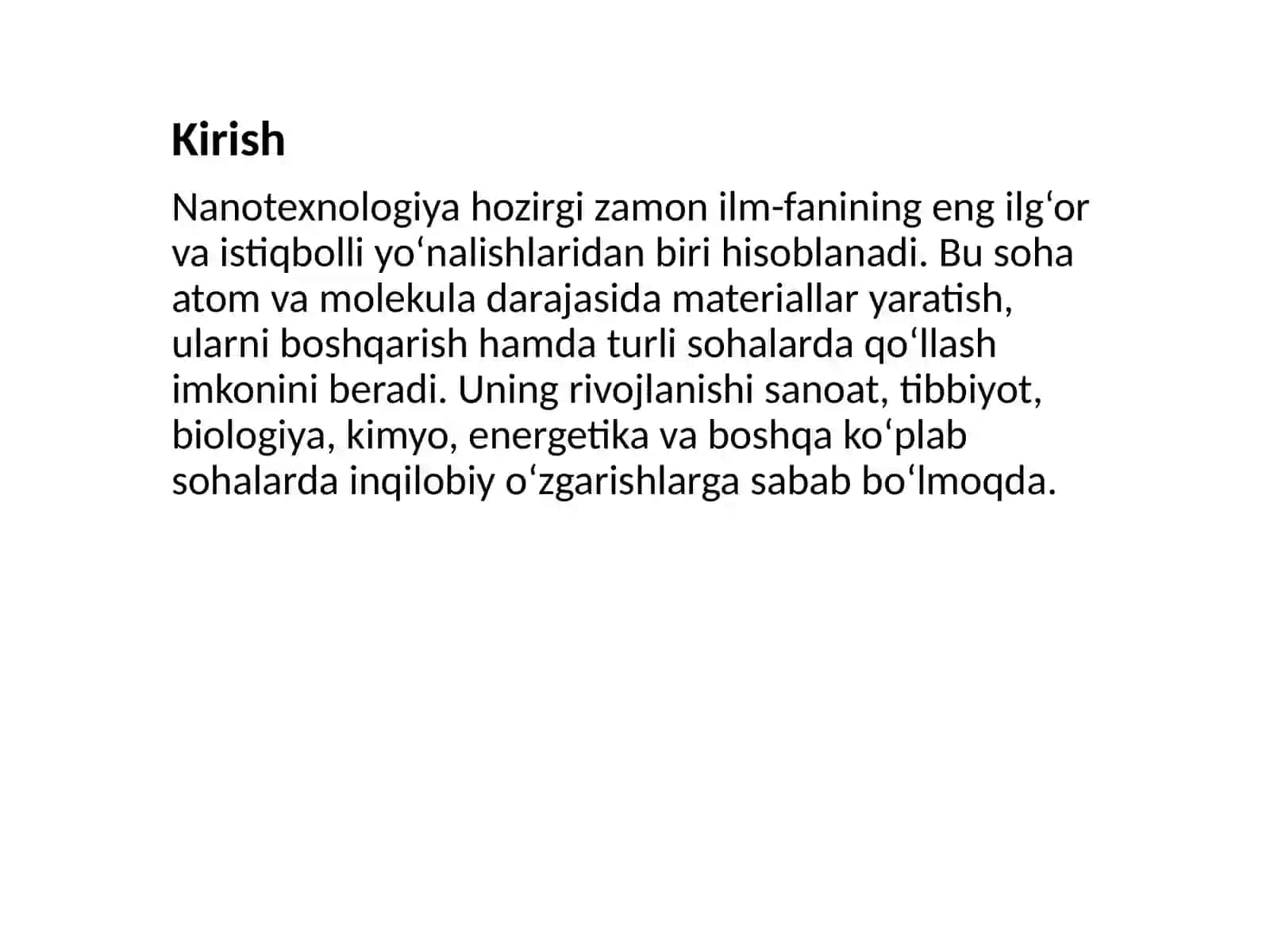 NANOTEXNOLOGIYALAR UMUMIY MAʼLUMOT, YARATILISH VA RIVOJLANISH TARIXI 3