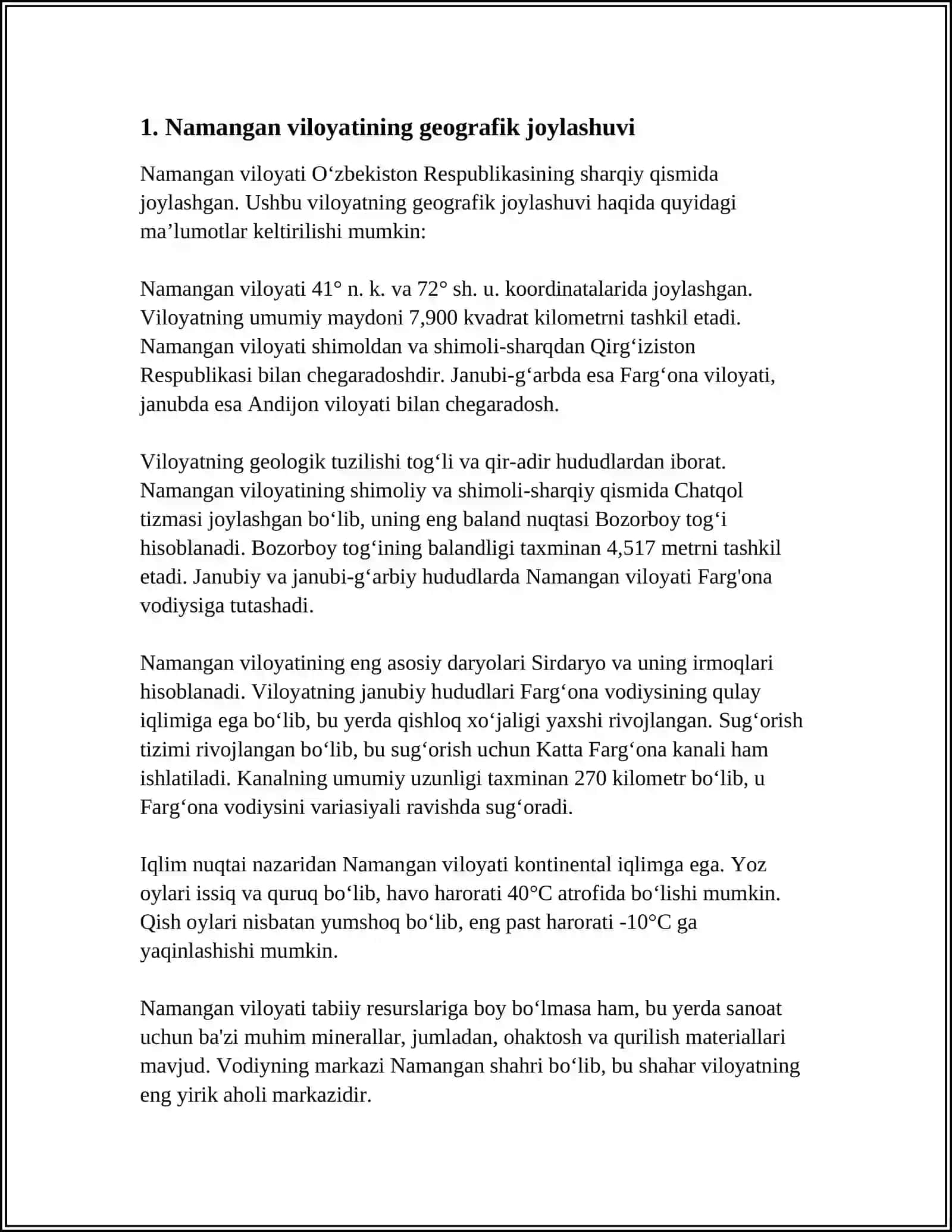 NAMANGAN VILOYATINING TABIIY-GEOGRAFIK XUSUSIYATLARI 3