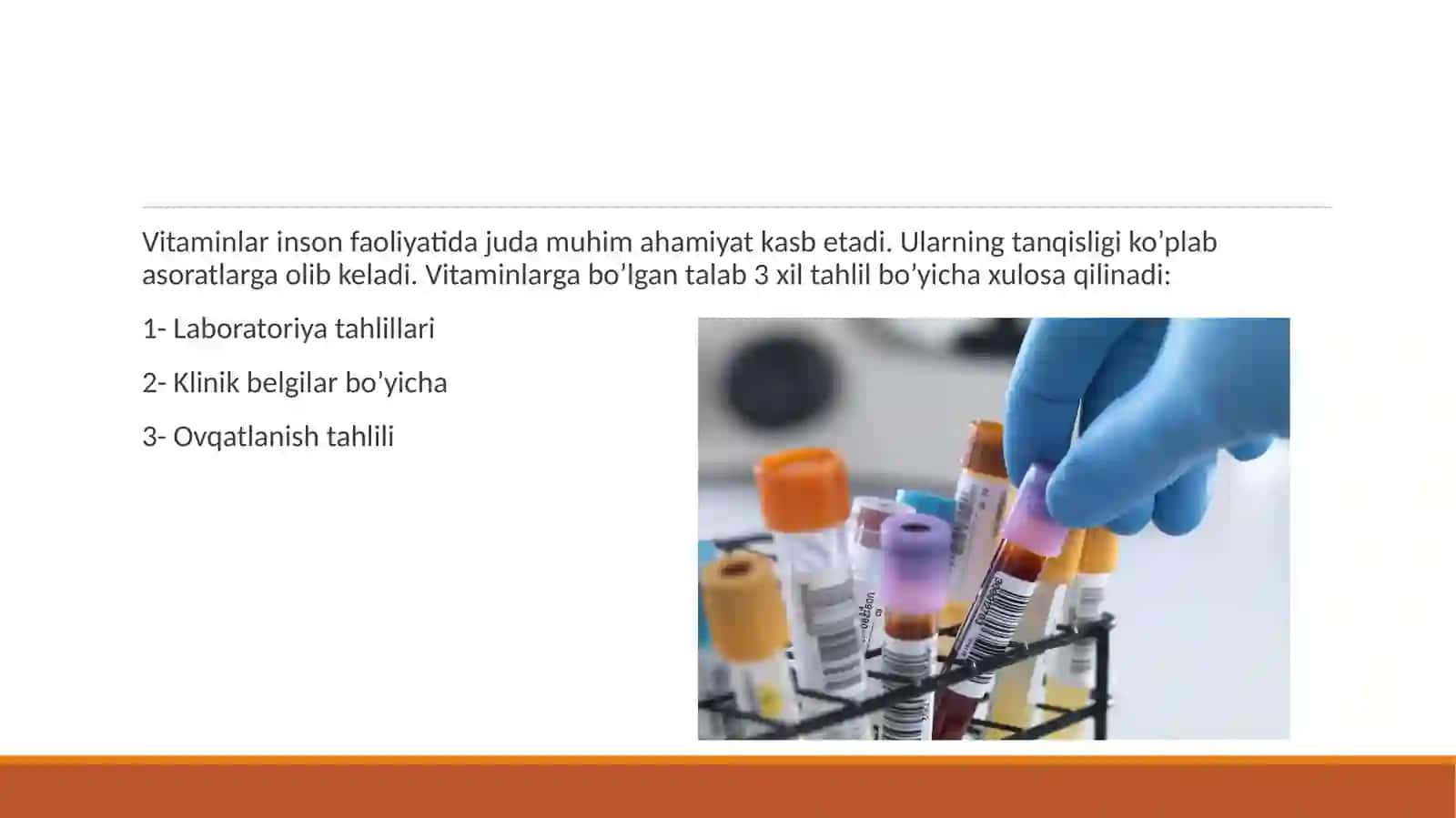 Organizmning vitaminlar bilan ta'minlanganini o'rganish va baholash 3