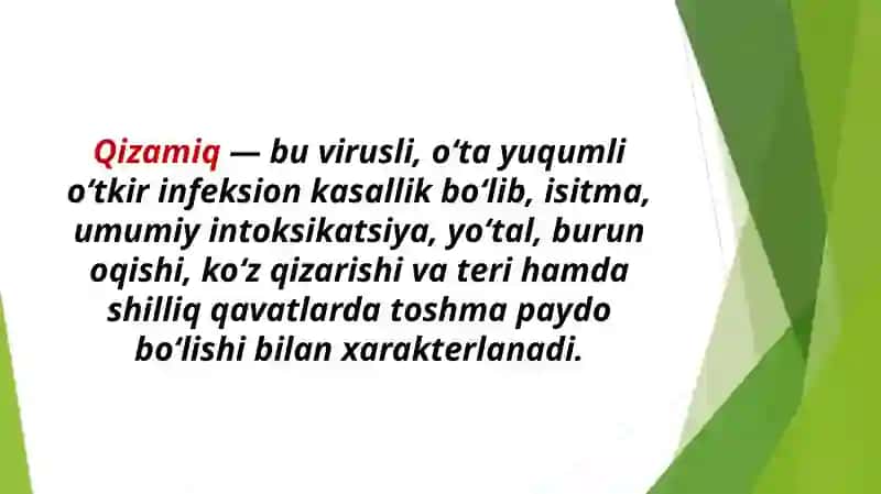 Qizamiq etiologiyasi, patogenezi, tasnifi, klinikasi va davolash 3