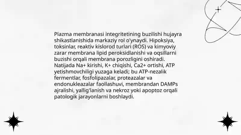 Membranalar buzilihlarni patalogik jarayonni kelib chiqishdagi ôrni 3