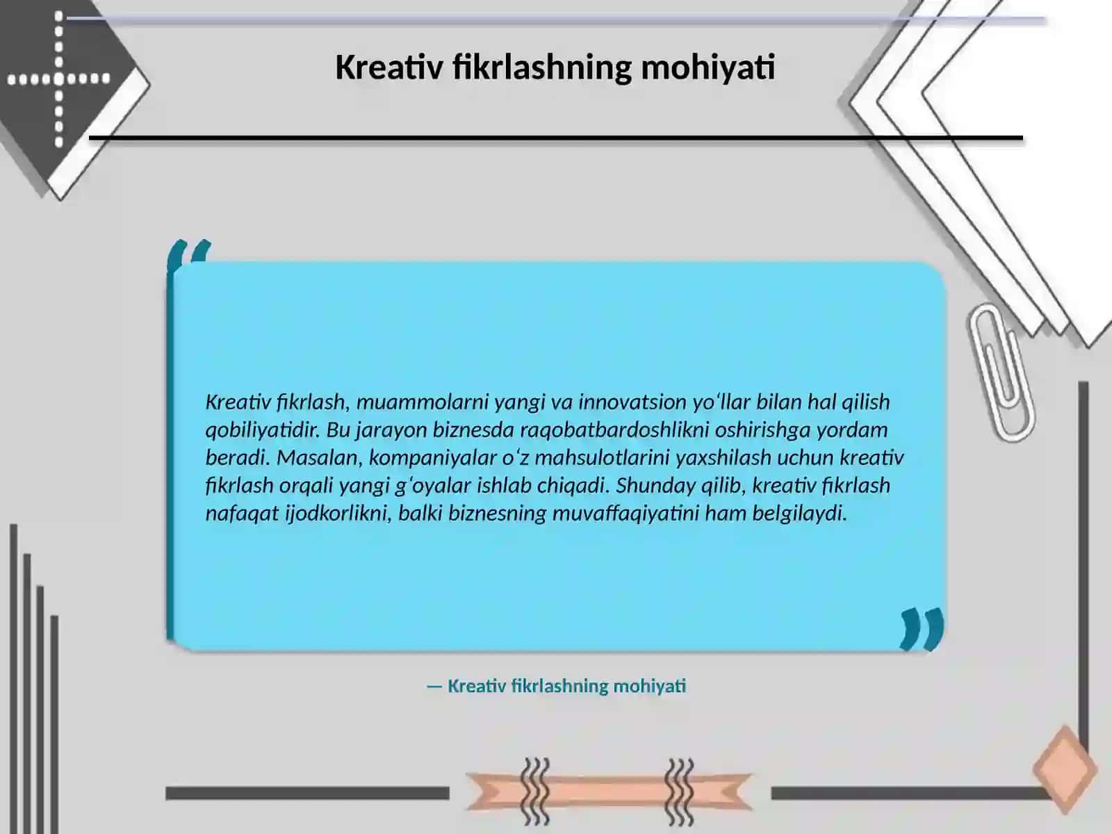 Biznes jarayonlarini tashkil etishda kreativ fikrlashning o‘rni 3