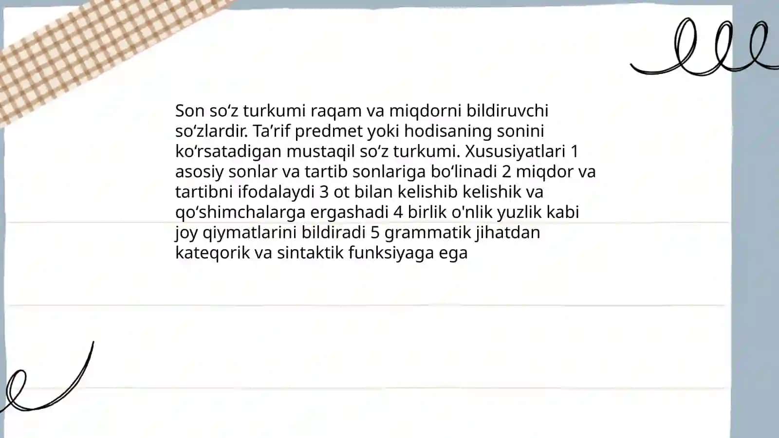 Son soʻz turkumi va uning otlashishi 3