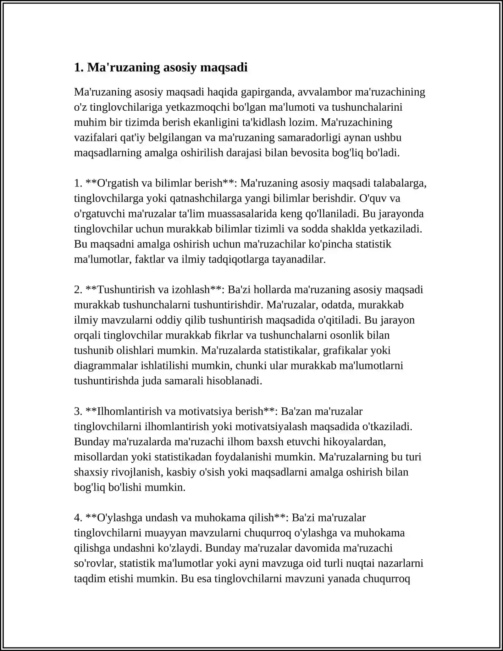 MA'RUZA: REFERAT: MA’RUZA. MAQSADI, TUZILISHI, VAZIFASI 3