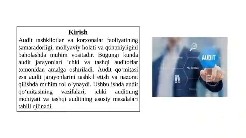 Audit qoʻmitasi ichki audit. tashqi audit masalalari 3
