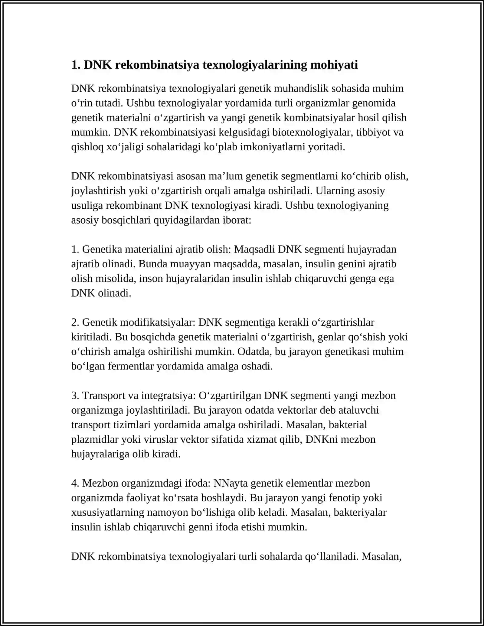 DNK rekombinatsiyasi texnologiyasi 3