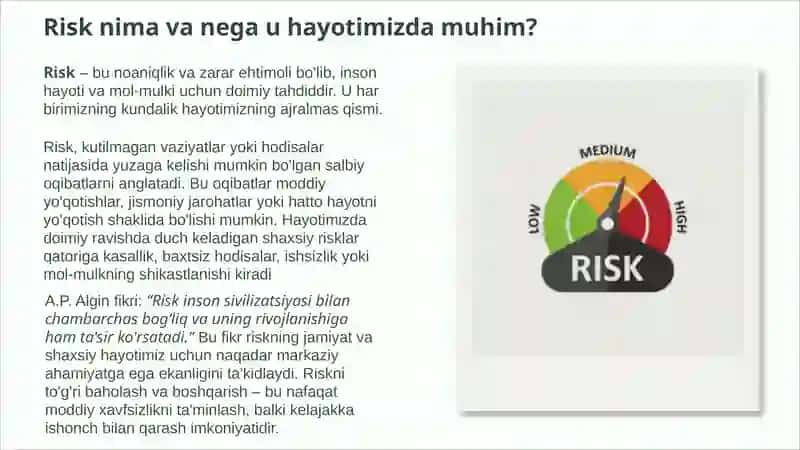 Shaxsiy Sug'urta Risklarini Boshqarish 3