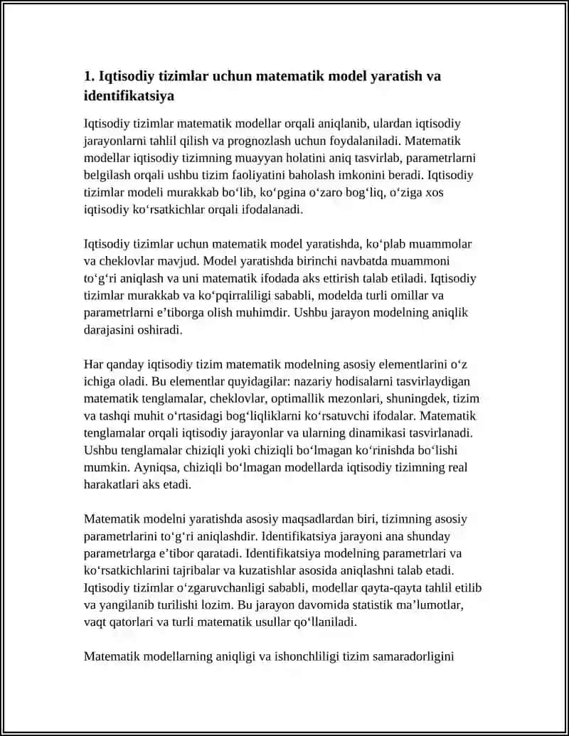 SOHADAGI IQTISODIY TIZIMLARNI IFODALOVCHI MUHANDISLIK MASALALARINI YECHISH 3