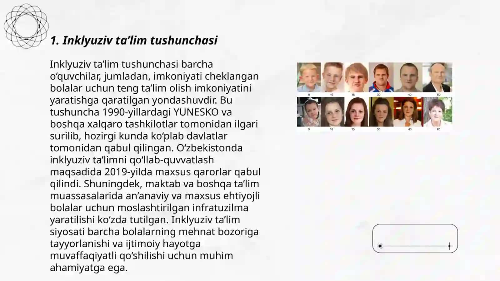 Inklyuziv ta’limning mohiyati, integ-ratsion ta’limdan farqi va ijtimoiy reabilitatsiya haqida tushuncha 3