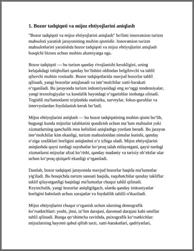 INNOVATSION TURIZM MAHSULOTI YARATISH BOSQICHLARI 3
