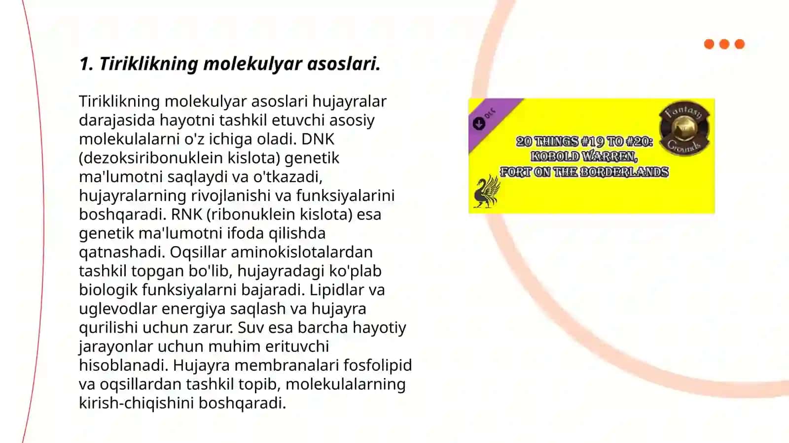 Tiriklikning molekulyar asoslari 3