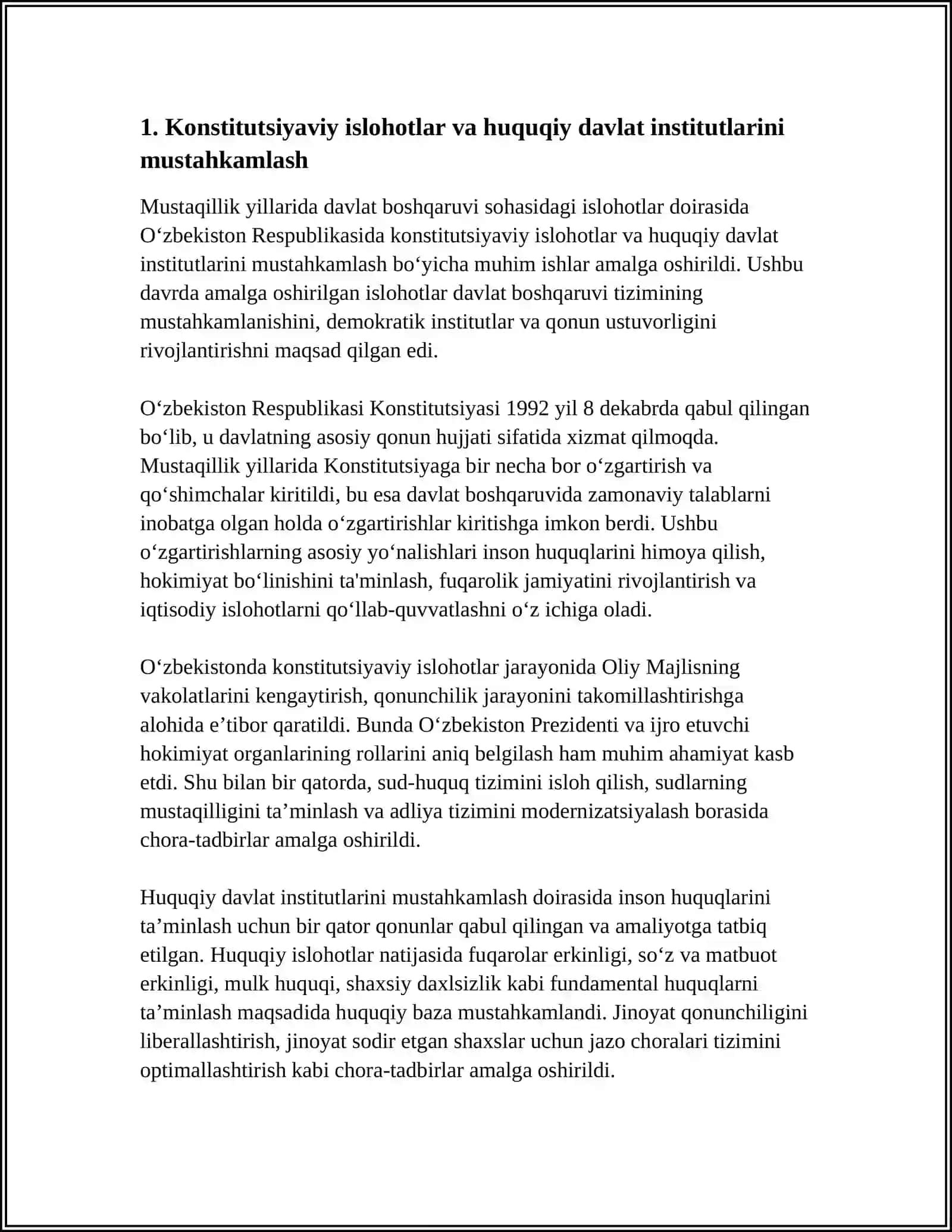 MUSTAQILLIK YILLARIDA DAVLAT BOSHQARUVI TIZIMIDA AMALGA OSHIRILAYOTGAN ISLOHOTLAR 3