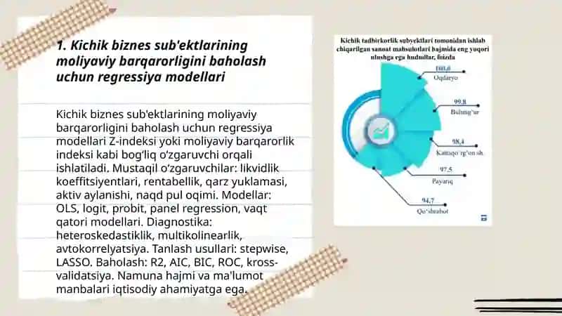 Kichik biznes va xususiy tadbirkorlik sub'ektlari faoliyatini tahlil qilishda ekonometrik modellaridan foydalanish 3