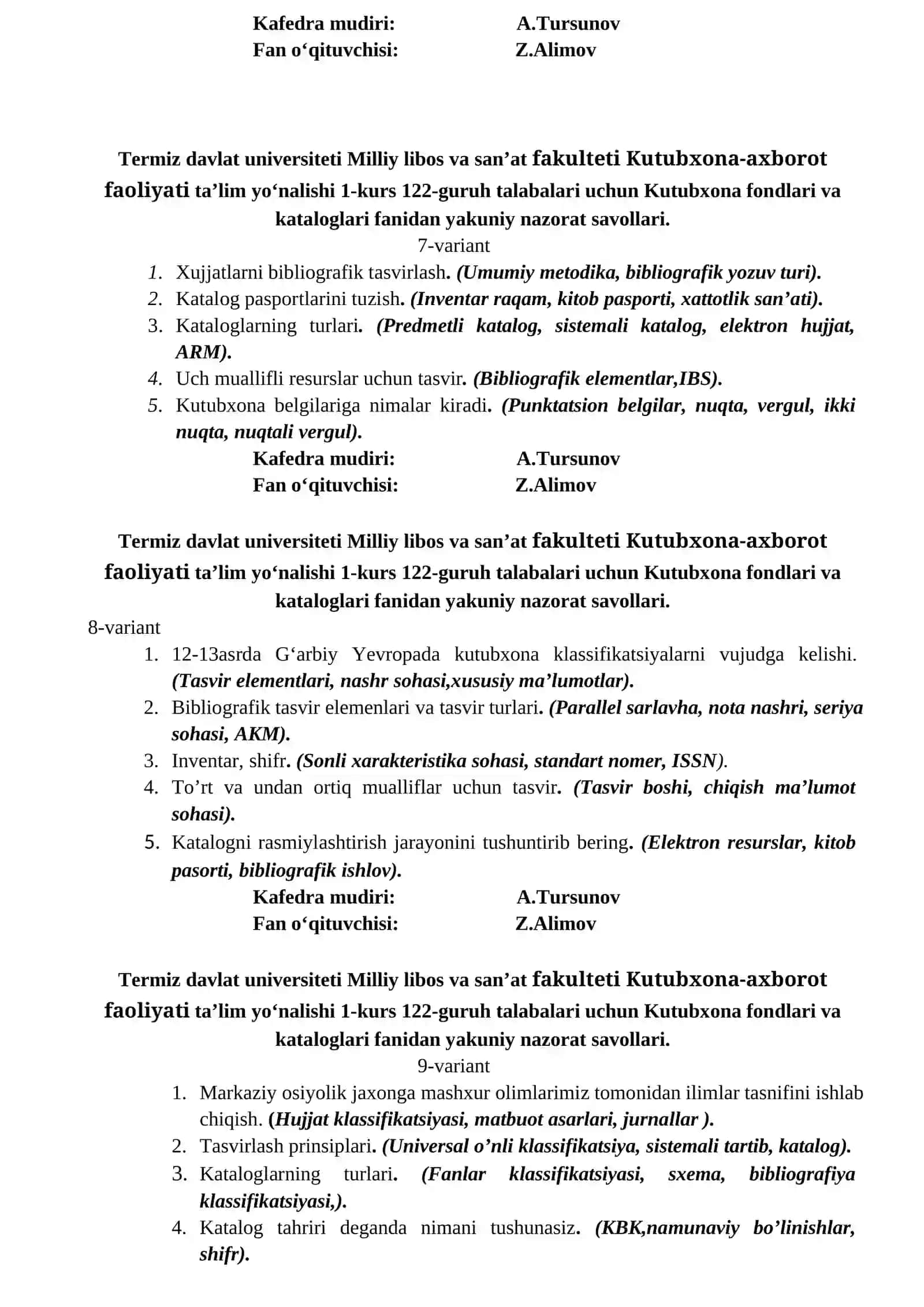 Kutubxona-axborot faoliyati taʼlim yoʻnalishi 1-kurs 3
