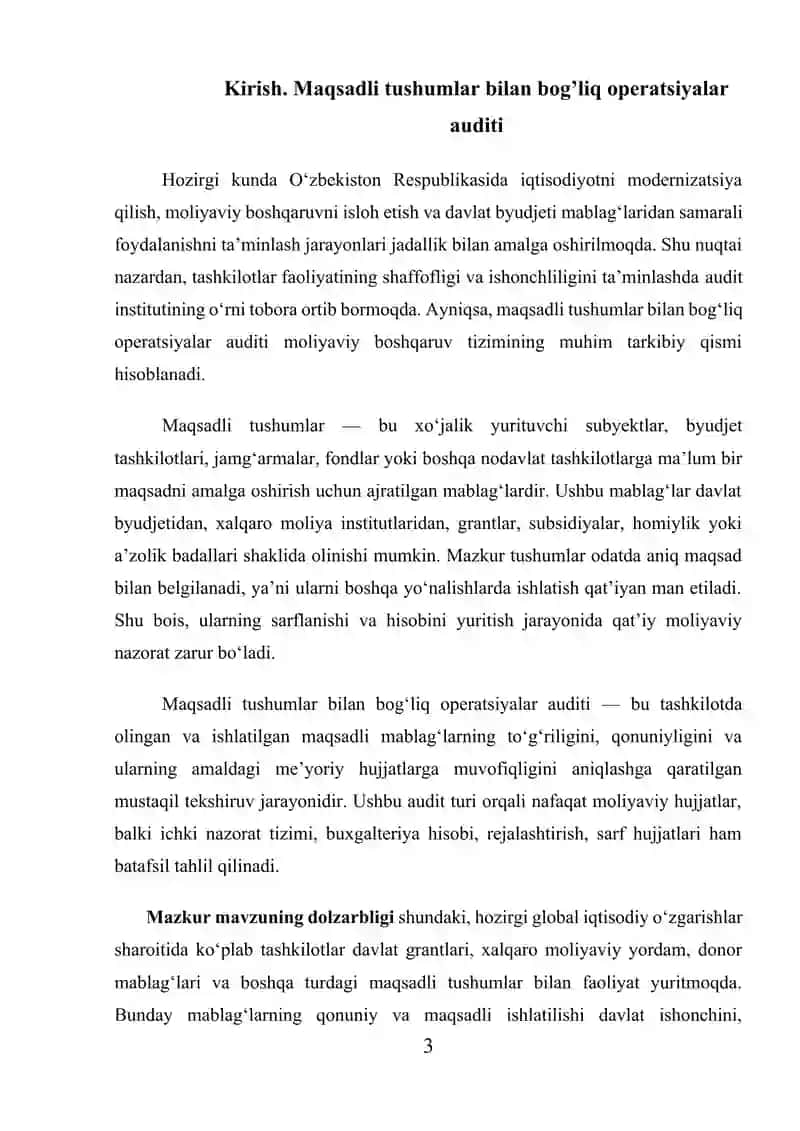 Maqsadli tushumlar bilan bog'liq operatsiyalar auditi 3