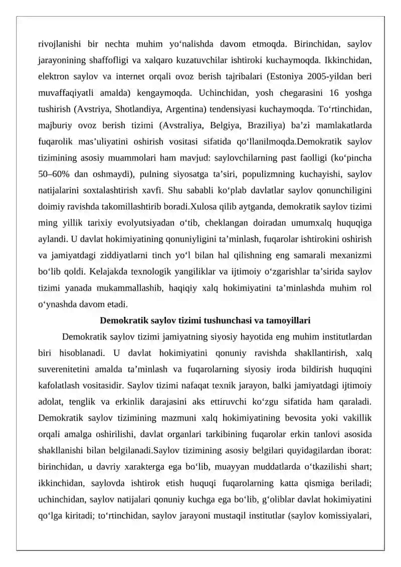 Demokratik saylov tizimining shakllanishi va rivojlanishi 3