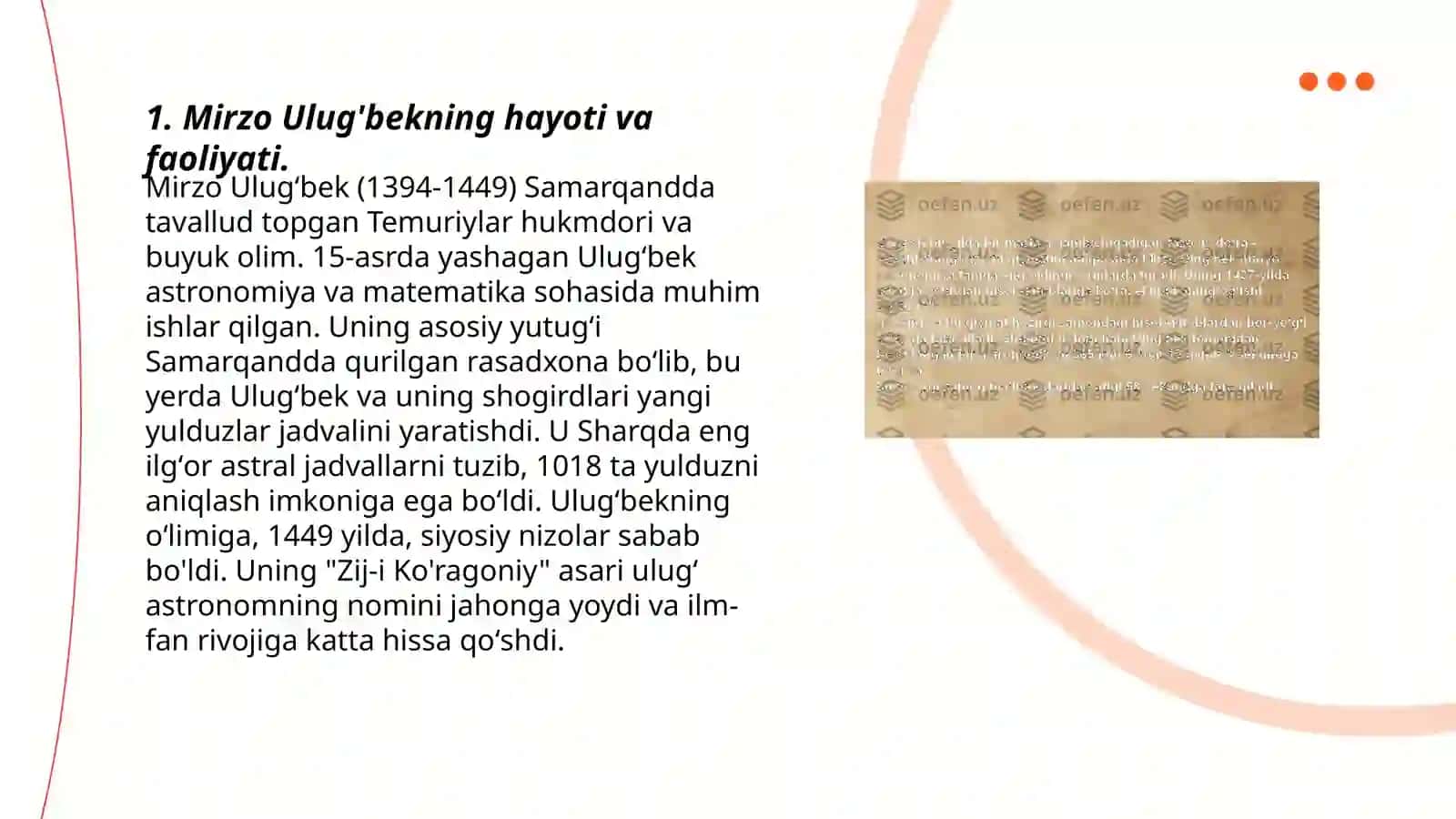 Temuriylar davlati Mirzo Ulug'bek davrida 3