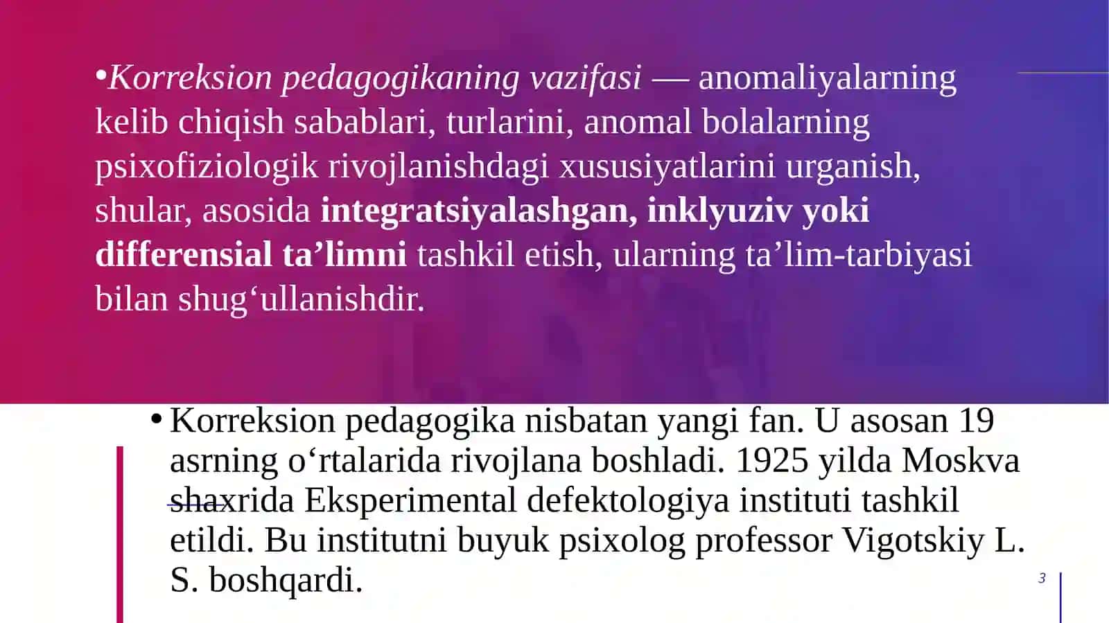 KORREKTSION PEDAGOGIKA ASOSLARI. INKLYUZIV TA’LIM 3