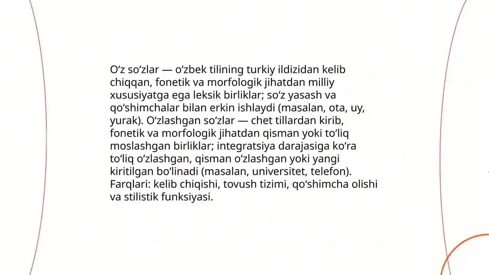Oʻzbek tili leksikasida oʼz va oʼzlashgan soʻzlar 3