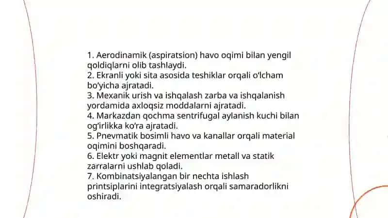 Paxta tozalash mashinalarini texnik tasniflarini o'rganish 3