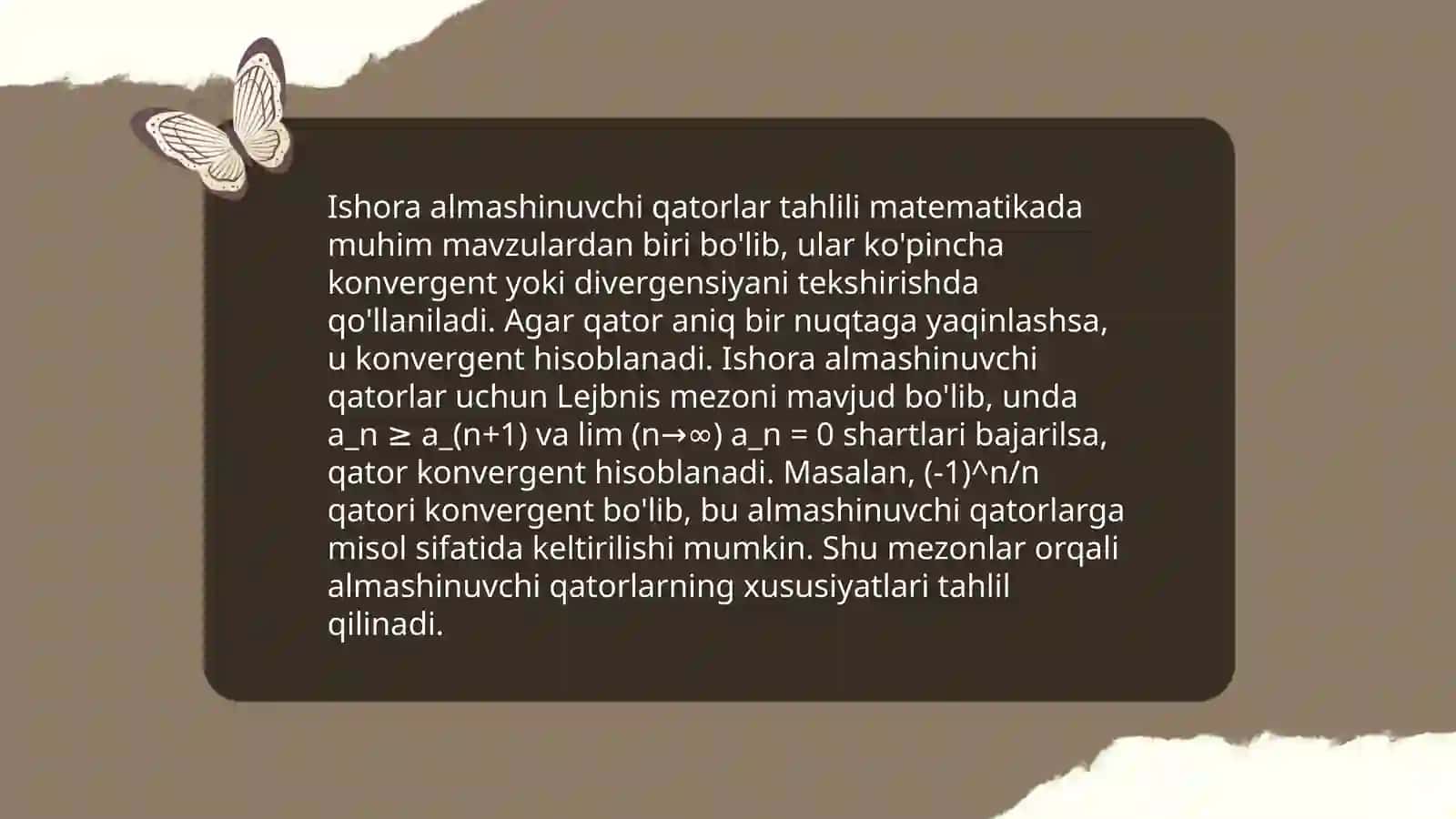 Ishora almashinuvchi qatorlar tahlili 3