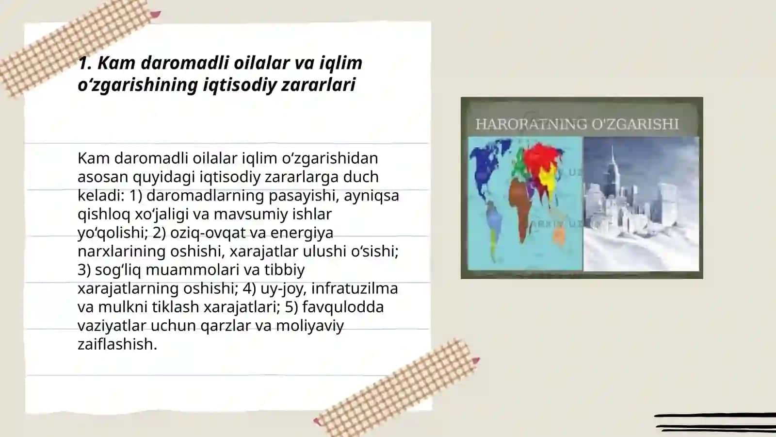 Kam daromadli oilalar va iqlim o‘zgarishining iqtisodiy zararlari 3