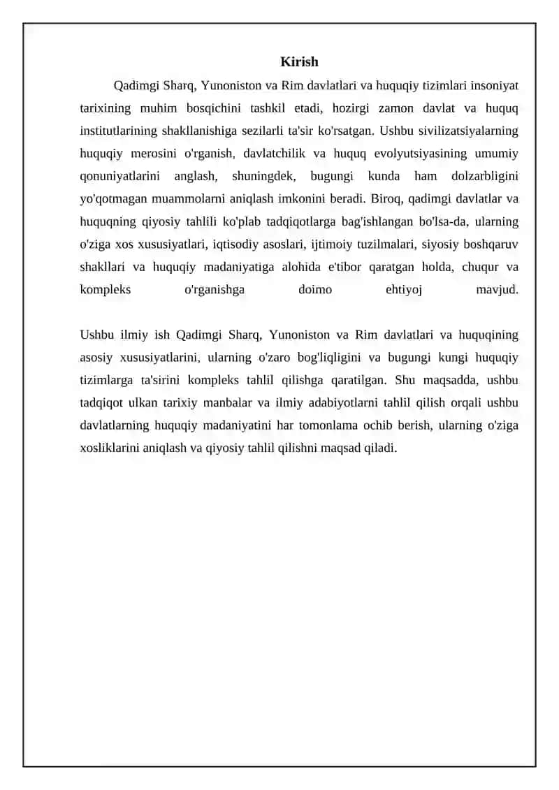 Qadimgi Sharq, Yunoniston va Rim Davlatlari va Huquqiy Tizimlari 3