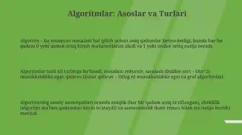 Algoritmlar va ularning xossalari 3