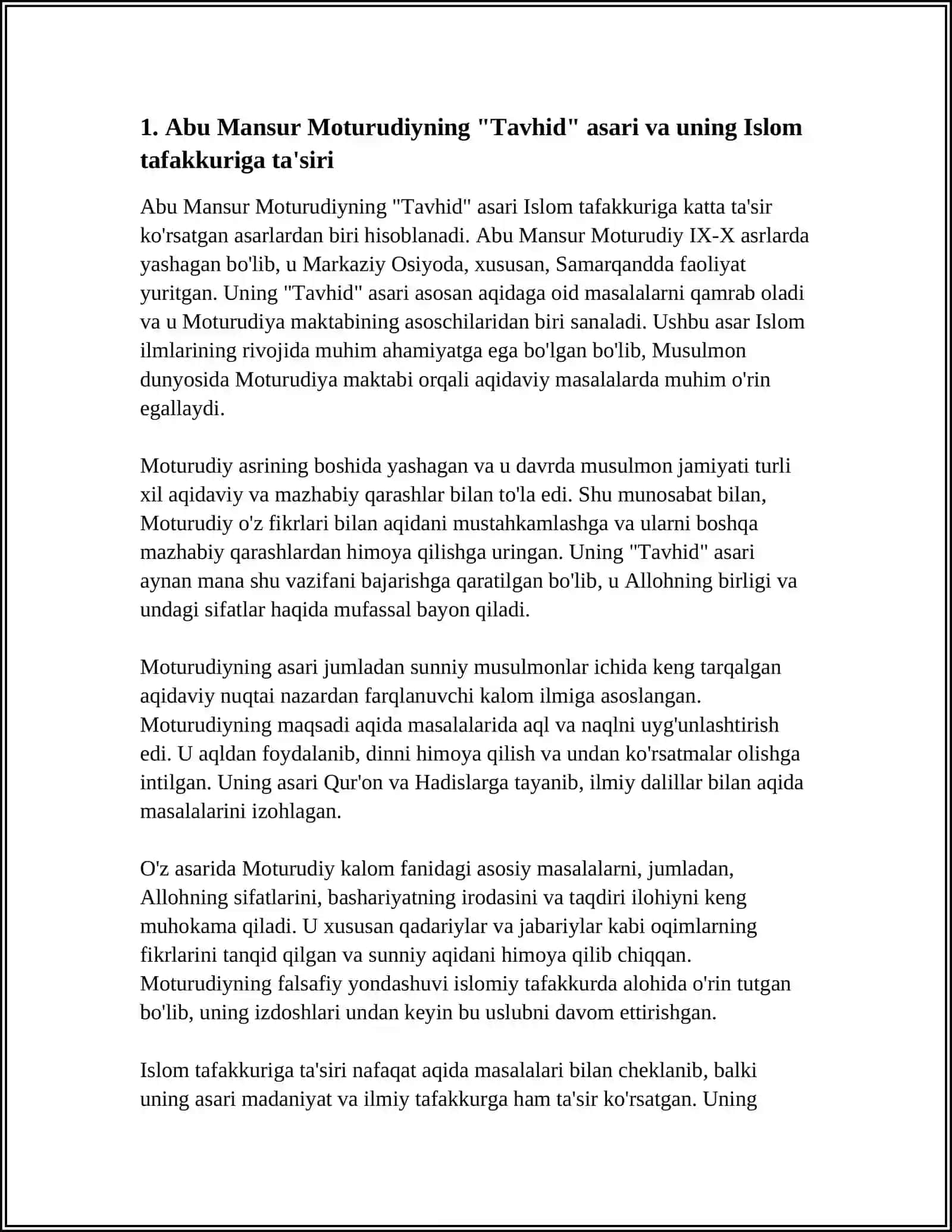 ABU MANSUR MOTURUDIYNING ISLOM TAFAKKURI VA MADANIYATIGA DOIR QARASHLARI 3