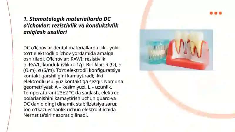 Stamatologik materiallarning elektrik xossalari aniqlash usullari 3