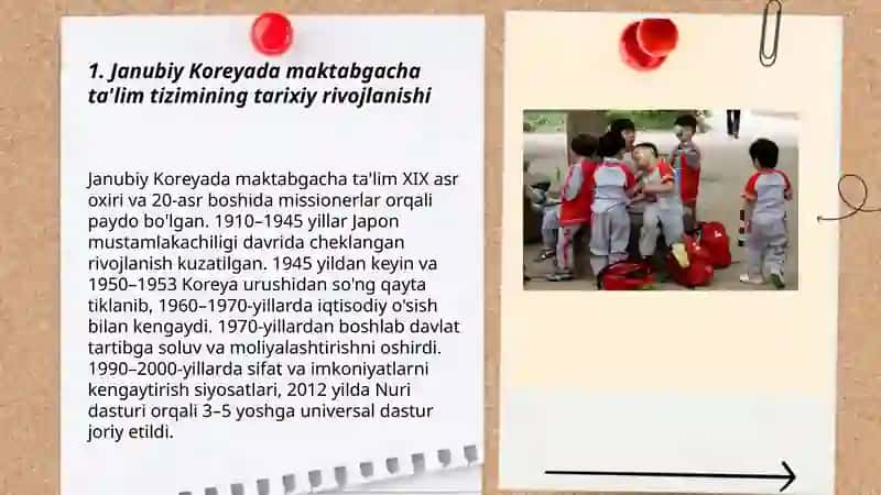 Janubiy Koreya maktabgacha ta'lim tizimi 3