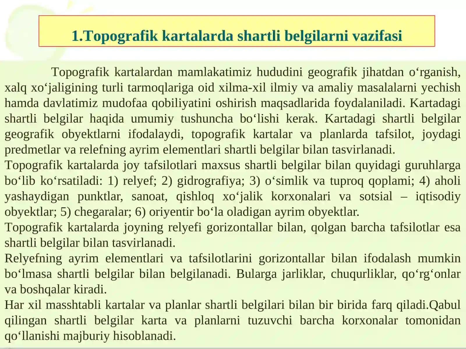 Topografik kartalarda shartli belgilar 3