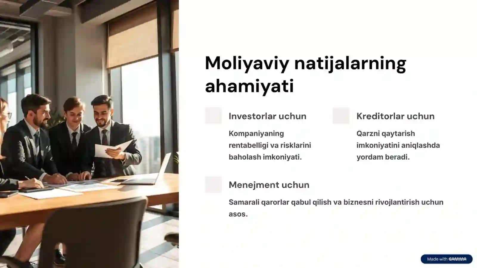 Moliyaviy natijalar: Kirish 3