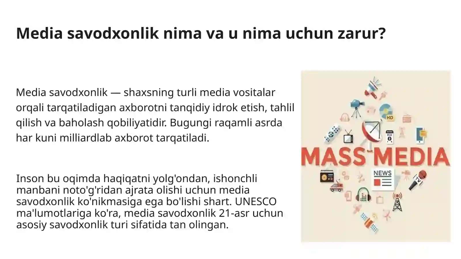 Yangi O'zbekistonda "Media savodxonlik va axborot madaniyati" fanining o'rni va ahamiyati 3