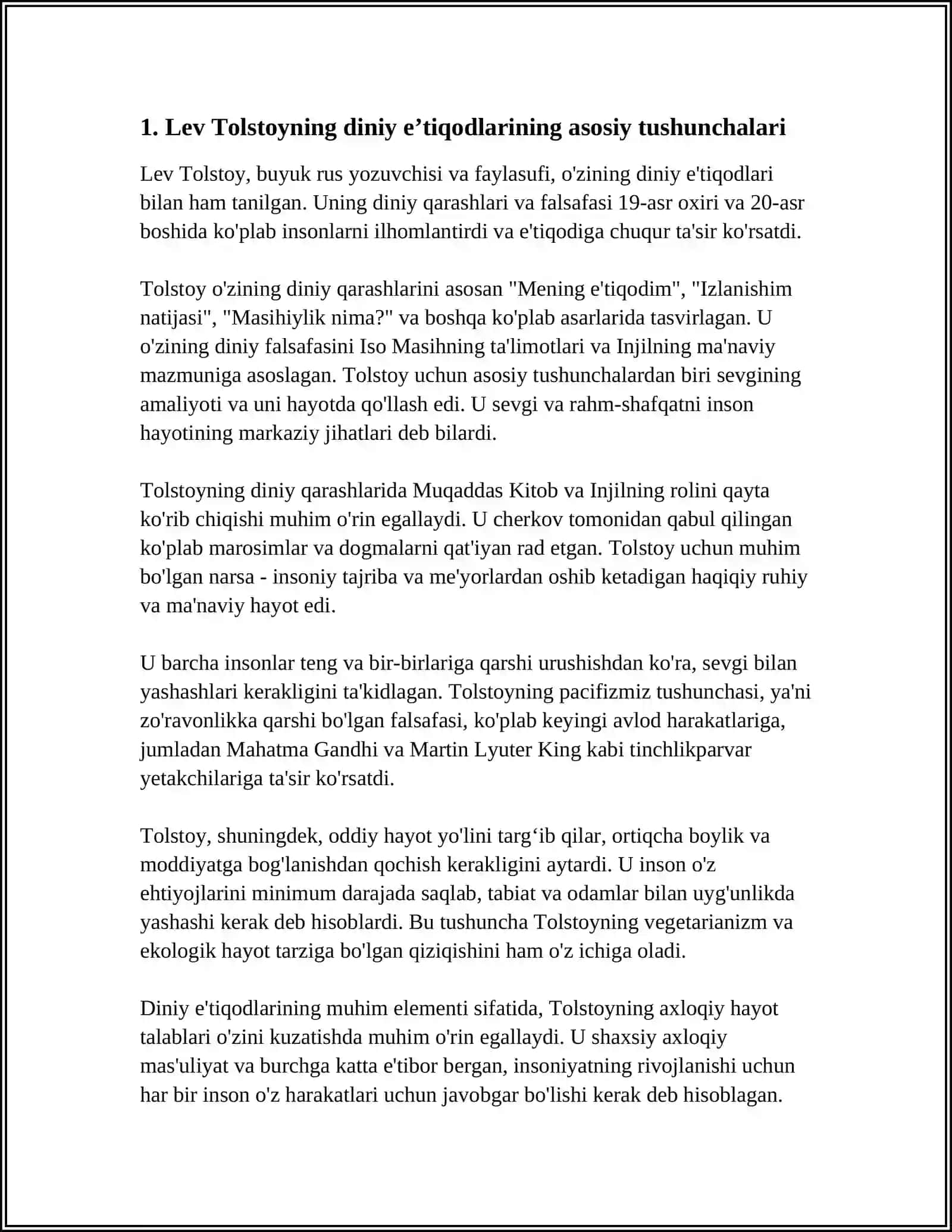 LEV TOLSTOYNING "IQRORNOMA" ASARIDAGI DINIY EʼTIQODLARI TAHLILI 3