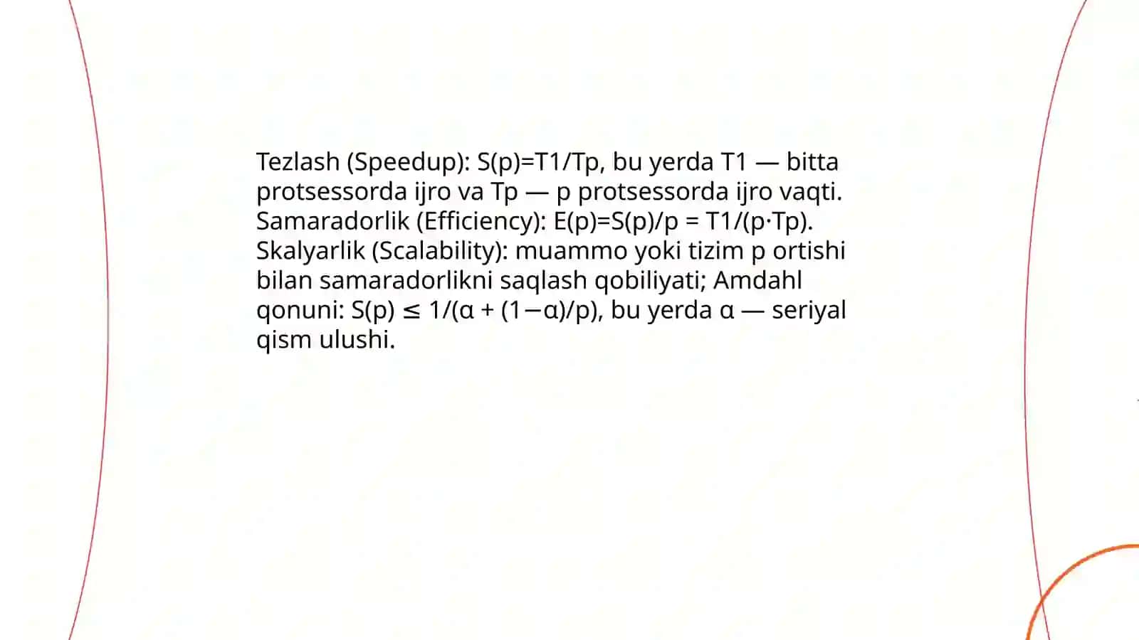 Parallel dastur samaradorligini oshirish uchun asosiy ko'rsatgichlar 3