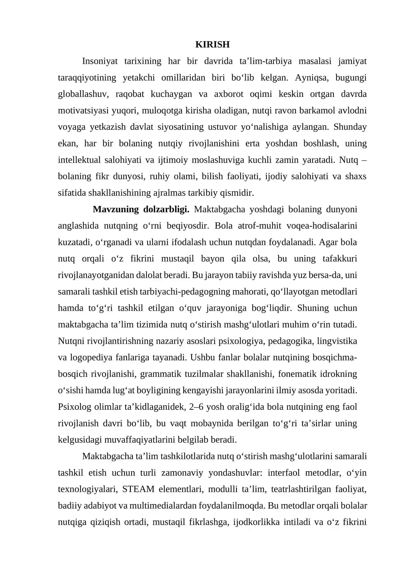 NUTQ O’STIRISH METODIKASI FANIDAN KURS ISHI 3