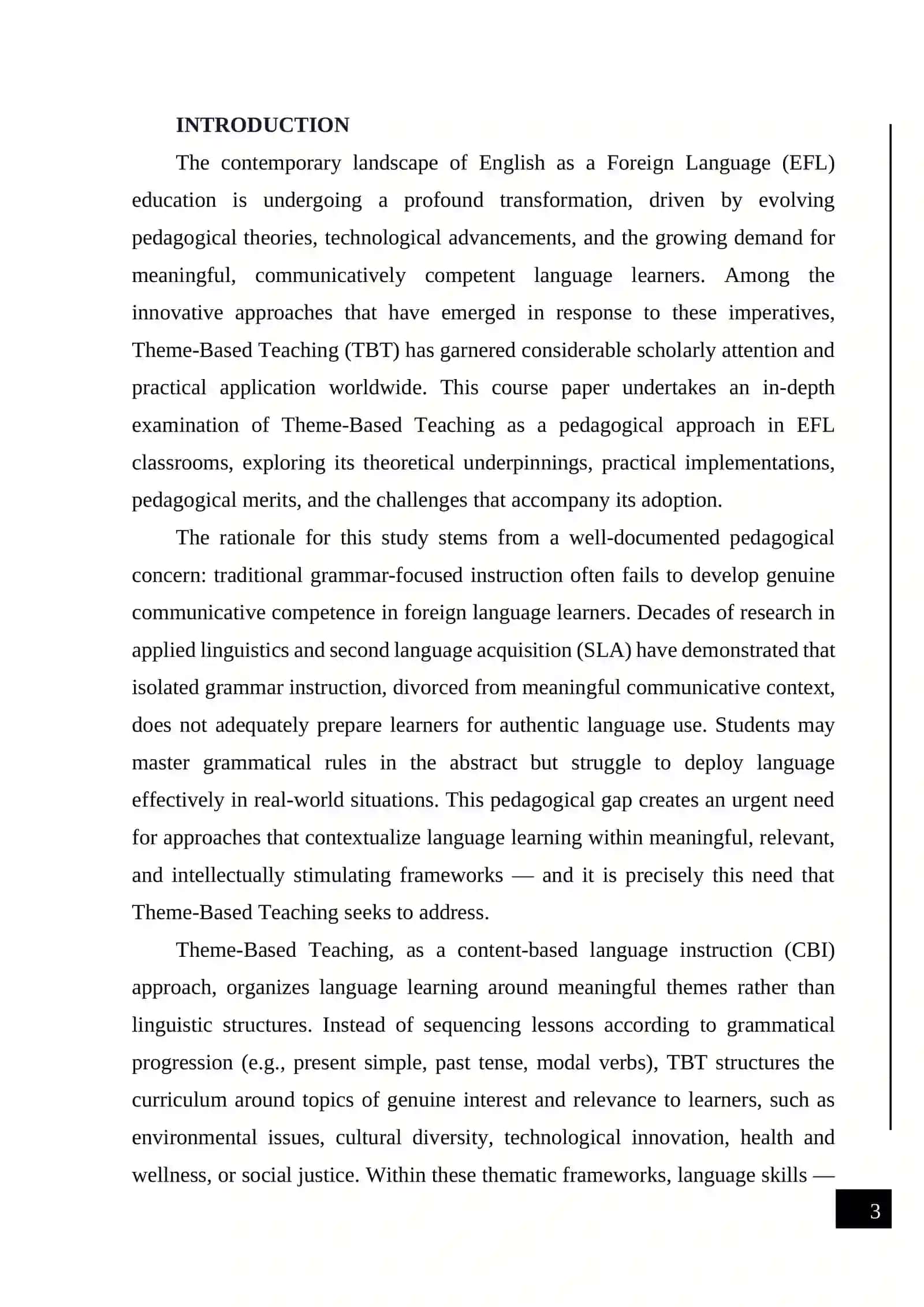 Theme-Based Teaching in EFL Classroom 3
