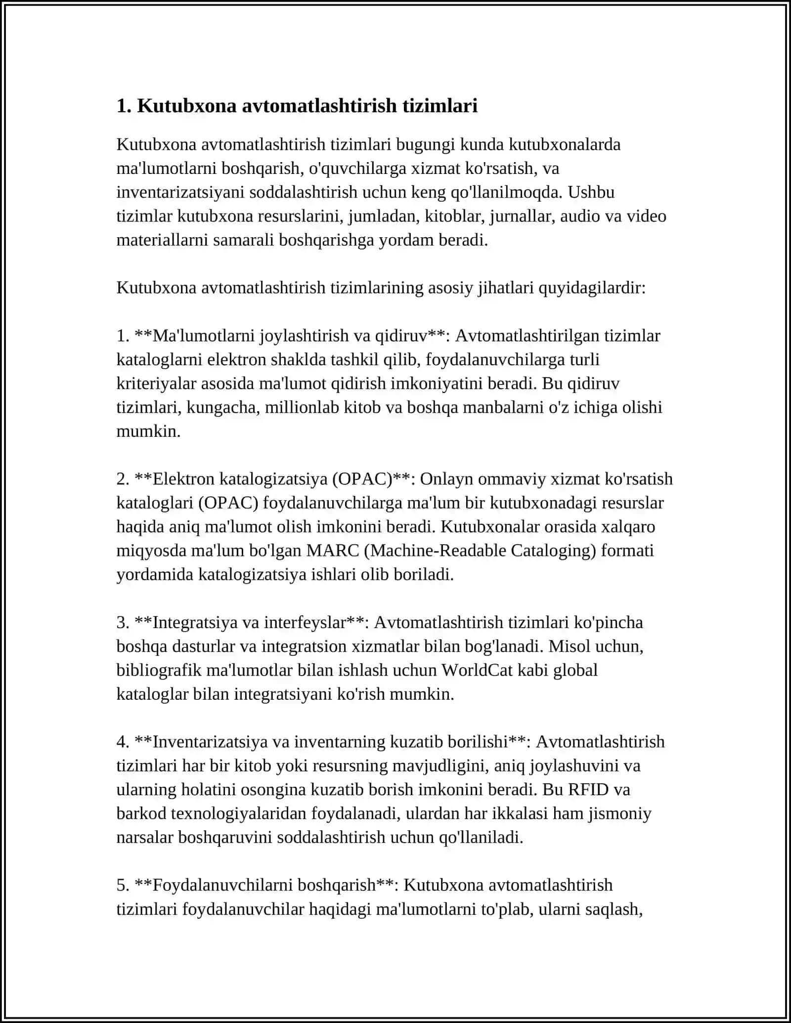 AVTOMATLASH VA ELEKTRON KUTUBXONALAR TEXNOLOGIYASINI BOSHQARISH 3