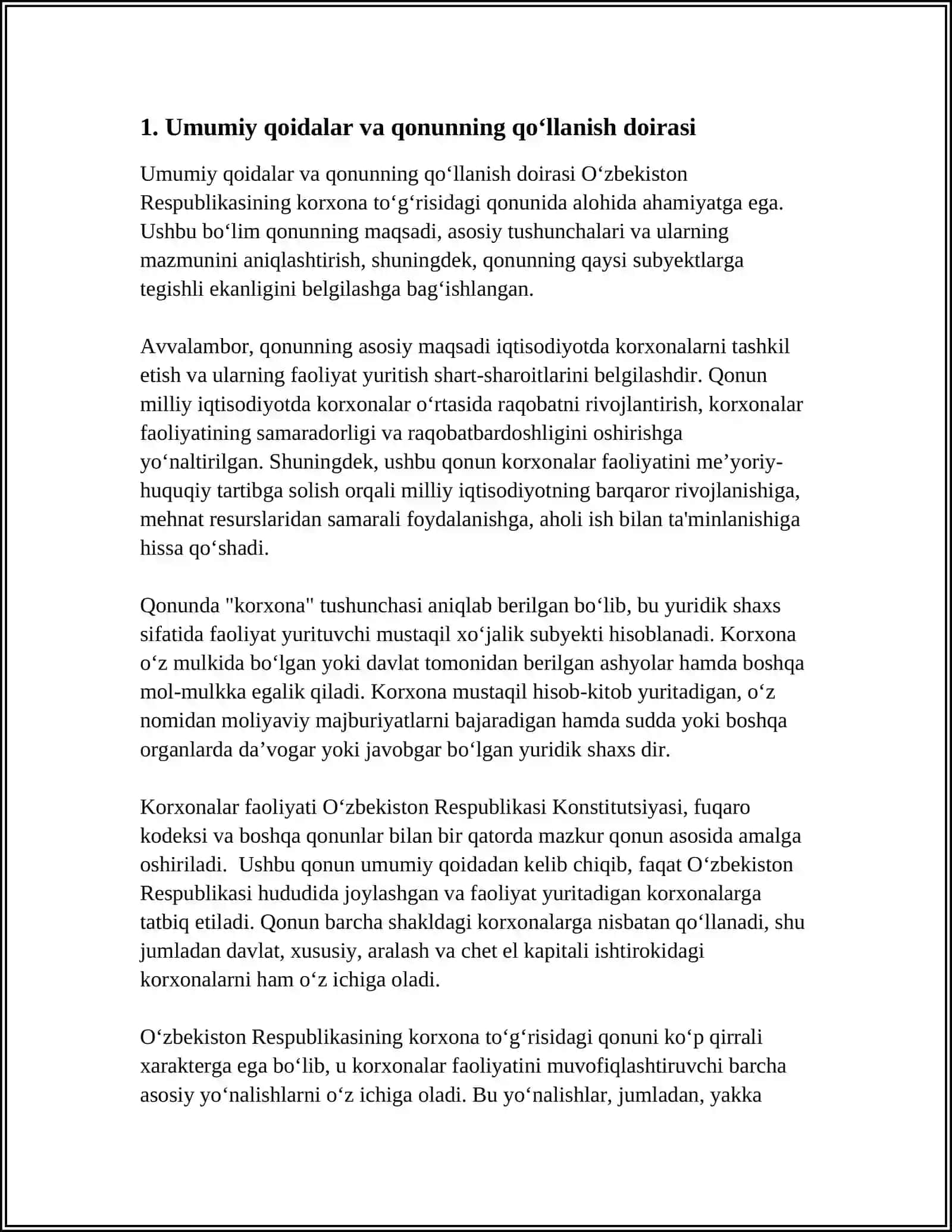 O'ZBEKISTON RESPUBLIKASINING KORXONA TOG'RISIDAGI QONUNI 3