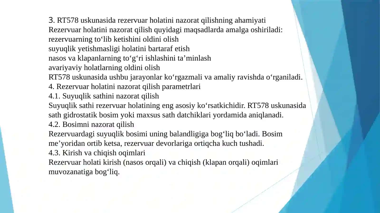 USKUNASIDAGI REZERVUAR HOLATINI NAZORAT QILISH 3