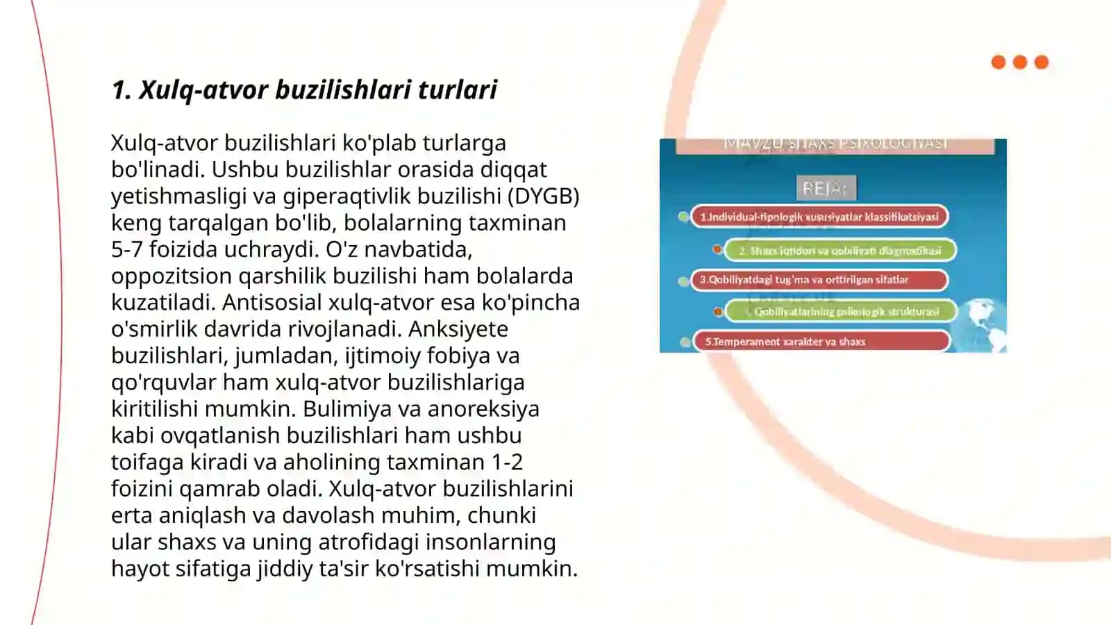 Xulqi og'ishgan bolalar psixologiyasi kursi 3