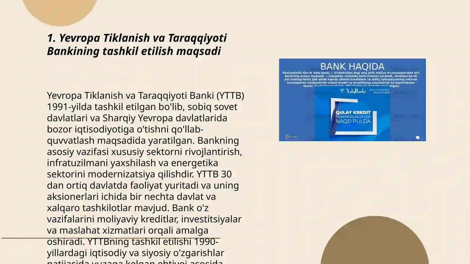 Yevropa Tiklanish va Taraqqiyoti Bankining vazifalari 3