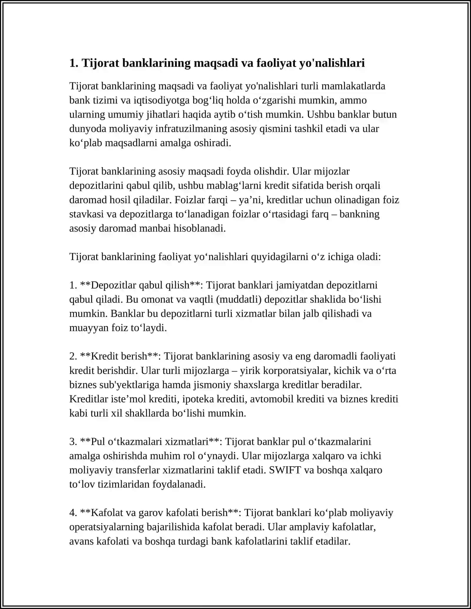 TIJORAT BANKLARI VA BANK RESURSLARI TARKIBI 3