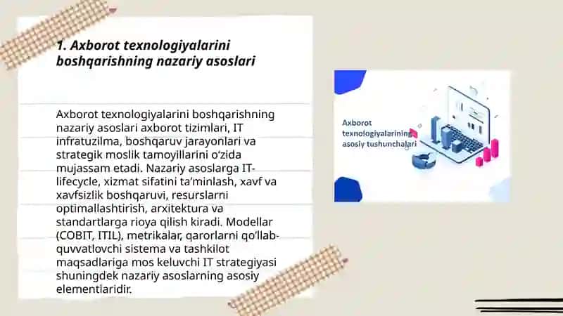 Axborot texnologiyalarini boshqarish mavzusida referat tayyorlash 3