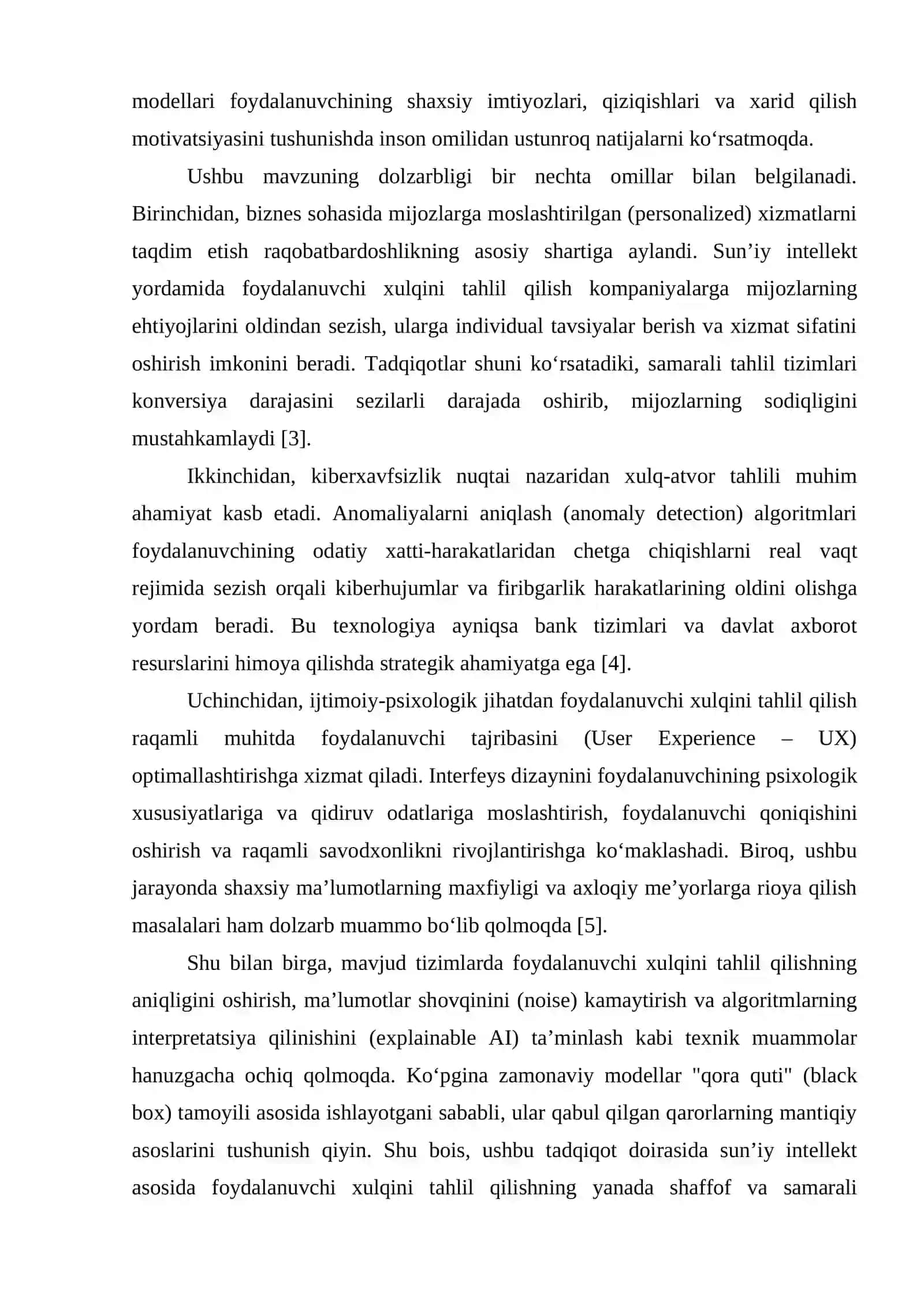 SUNIY INTELLEKT ASOSIDA FOYDALANUVCHI XULQINI TAHLIL QILISH 3