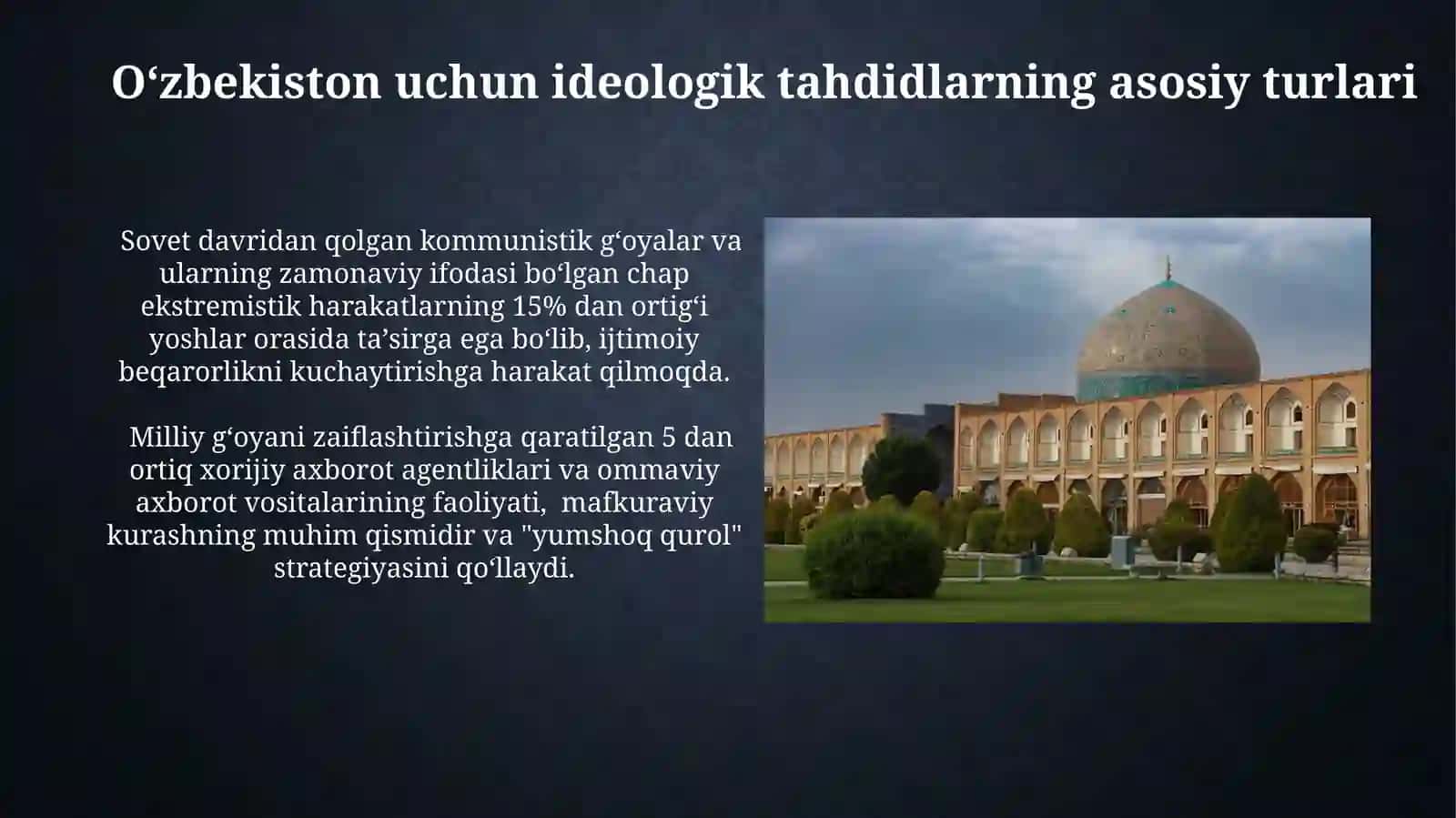 Oʻzbekistonga xuruj qilayotgan mafkuraviy tahdidlar va ularning turlari 3